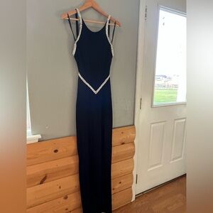 Cache Black Backless Dress with Silver Accents